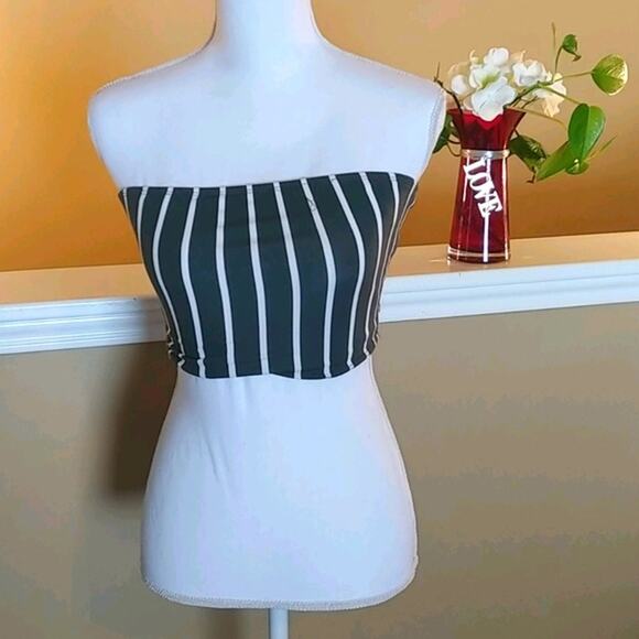 Capella Tube Top Olive Green White Striped Large - Picture 1 of 2